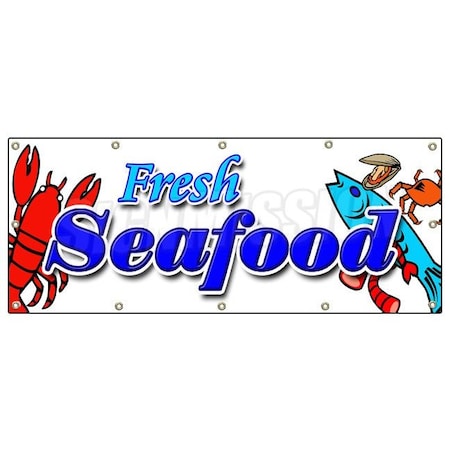 FRESH SEAFOOD BANNER SIGN Fish Market Shrimp Lobster Oysters New Sign